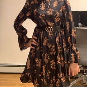 Black flower patterned dress